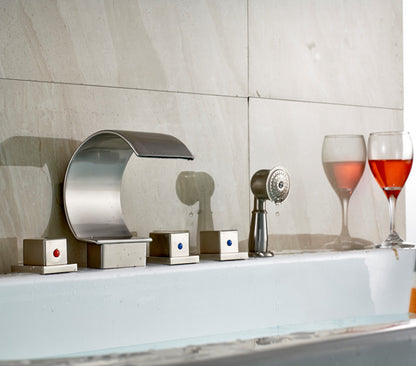 Bathtub Waterfall Faucet with Hand Held Shower Head