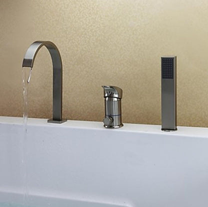 Juno Modern Design Signle Lever Brushed Nickel Bathtub Faucet With Hand Shower