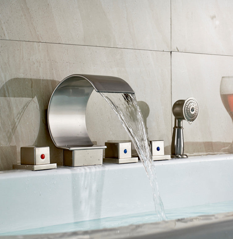 Bathtub Waterfall Faucet with Hand Held Shower Head