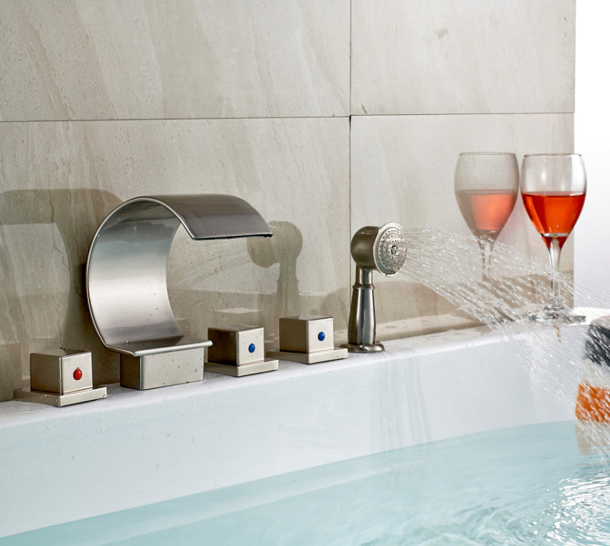 Bathtub Waterfall Faucet with Hand Held Shower Head