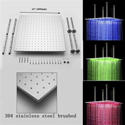 Juno 20" Multi Color Water Powered Square Led Shower head
