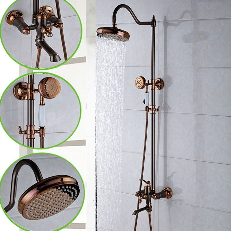 Beautiful Antique Design Rose Gold Wall Installation Shower Head with Hand-Held Shower