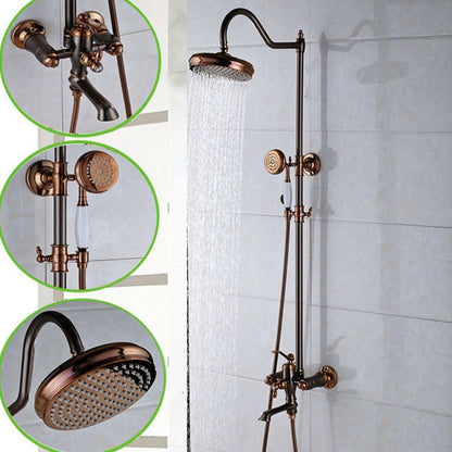 Beautiful Antique Design Rose Gold Wall Installation Shower Head with Hand-Held Shower
