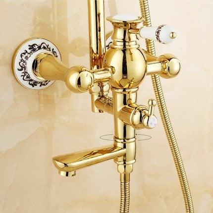 Beautiful Ceramic Gold Luxury Bathroom Rain Shower & Hand Shower