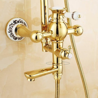 Beautiful Ceramic Gold Luxury Bathroom Rain Shower & Hand Shower