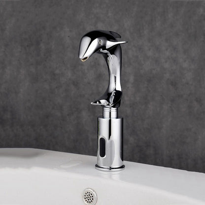 Beautiful Dolphin Chrome Finished Sensor Bathroom Faucet