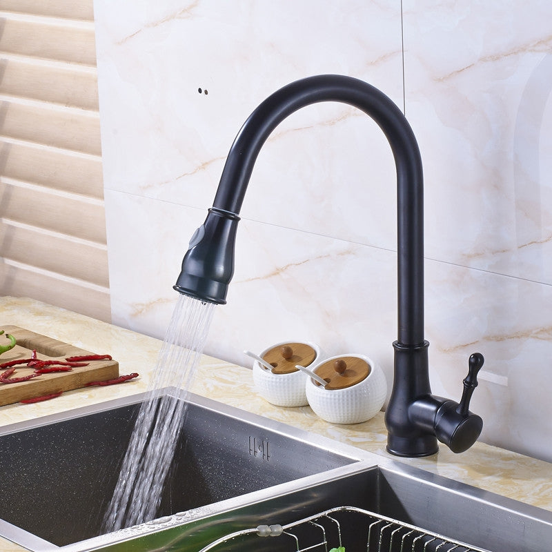Beautiful Single Handle Pull Out Curved Kitchen Sink Faucet