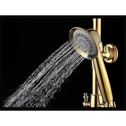Beautiful Juno Gold Polished Large Bathroom Shower with Hand-Held Shower