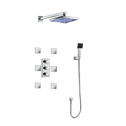 Juno Multi Color Water Powered Led Shower with Adjustable Body Shower Jets and Mixer