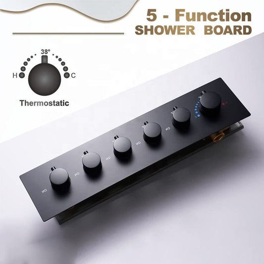 Black Shower Mixer 5 Function Wall Mount 6 Nobs Shower Mixer