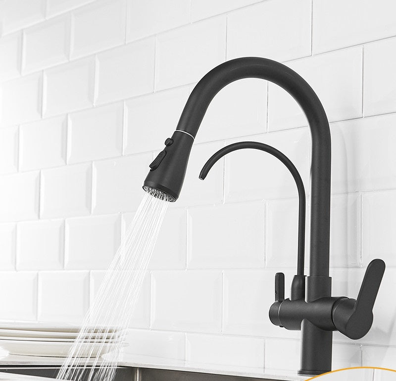 New Juno Black Touch Kitchen Faucet Deck Mount Swivel Dual Function Tap