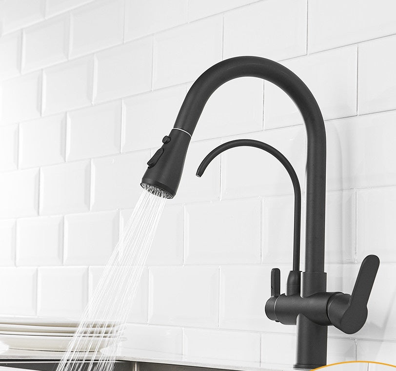 New Juno Black Touch Kitchen Faucet Deck Mount Swivel Dual Function Tap
