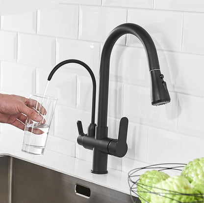 New Juno Black Touch Kitchen Faucet Deck Mount Swivel Dual Function Tap