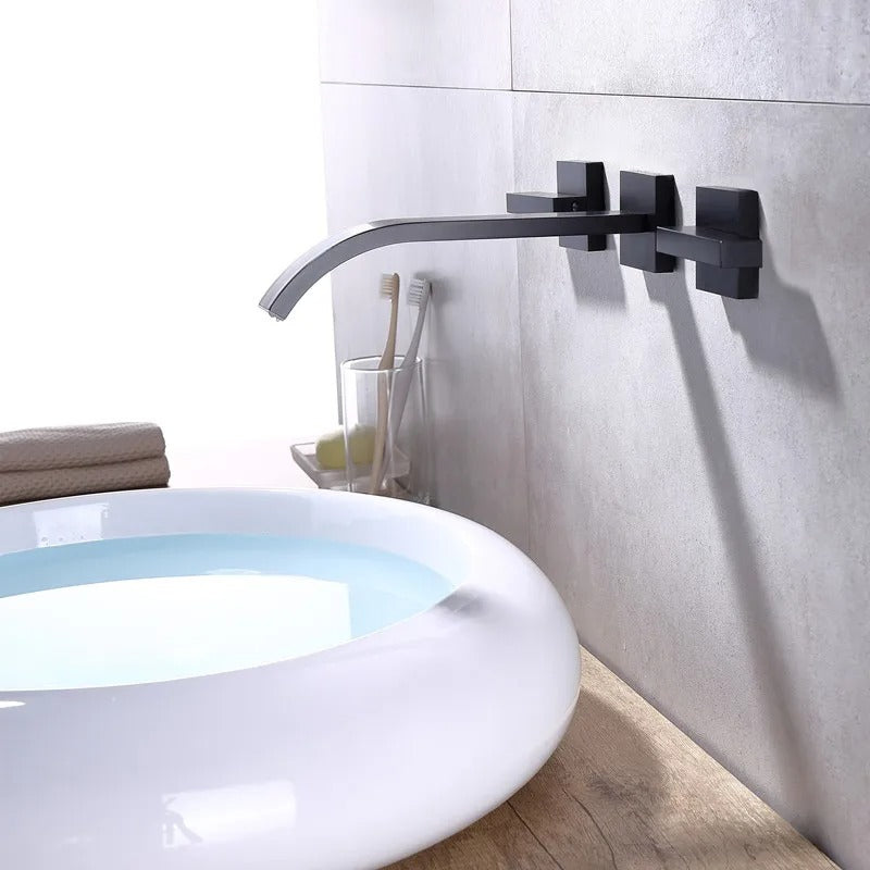 Juno Multi Color Wall Mount Bathroom Faucet Dual Handle Hot and Cold