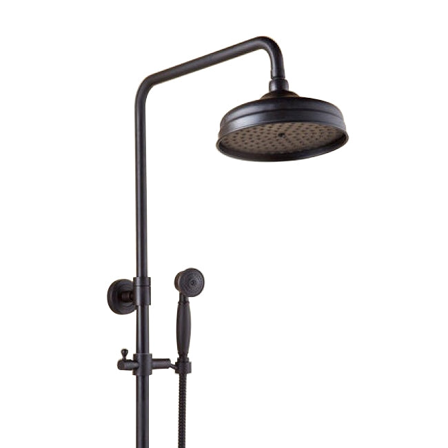 Black Brass 8" Antique Faucet Rainfall Shower Head and Handshower 3