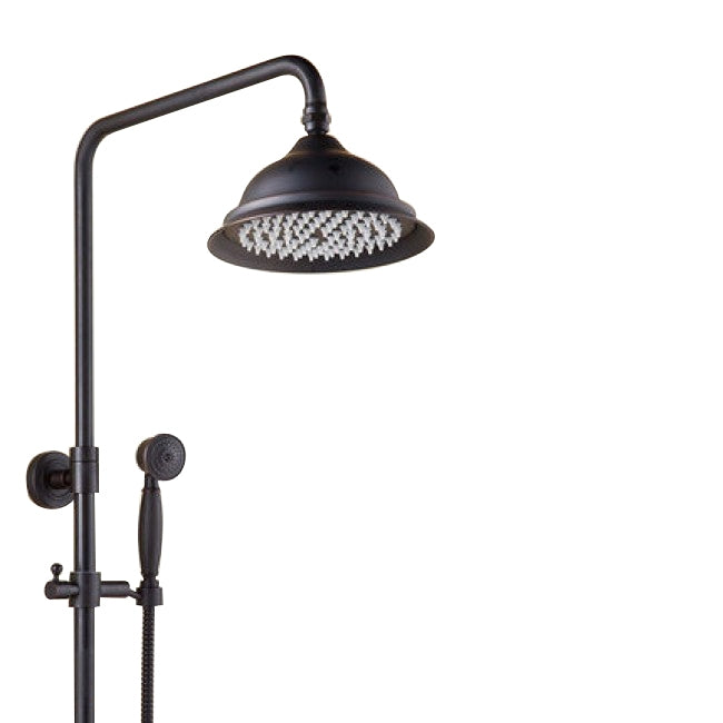 Black Brass 8" Antique Faucet Rainfall Shower Head Handshower  3