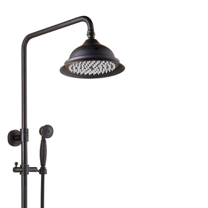 Black Brass 8" Antique Faucet Rainfall Shower Head Handshower  3