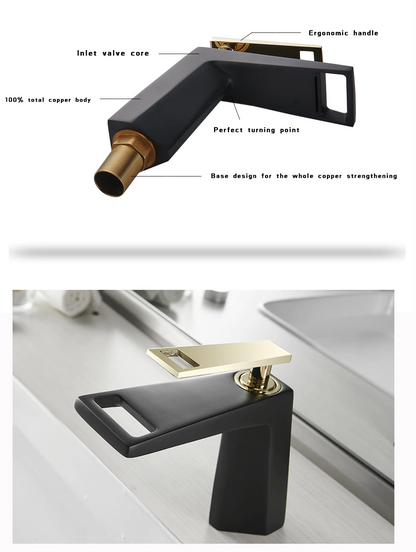 Luxury Deck Mount Matte Black & Gold Bathroom Faucet