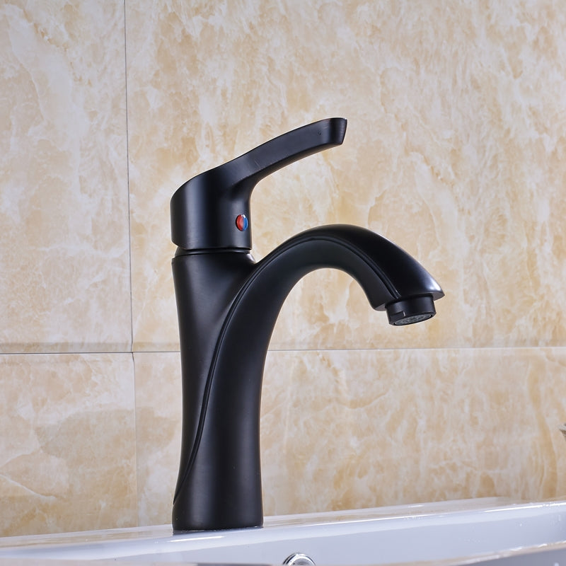 Black Bronze Single Handle Contemporary Deck Mounted Bathroom Sink Faucet