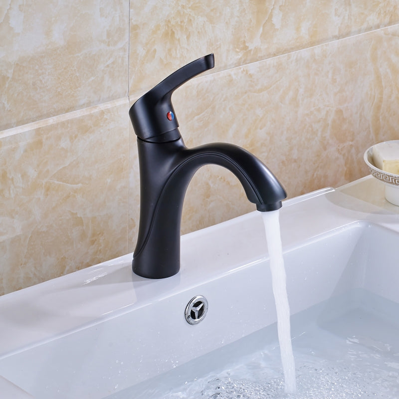 Black Bronze Single Handle Contemporary Deck Mounted Bathroom Sink Faucet