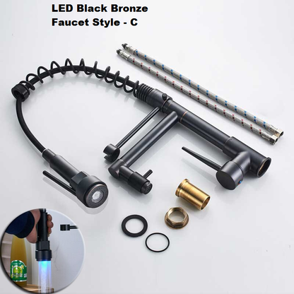 JSM2543  Juno Pull Down LED Black Bronze Kitchen Faucet