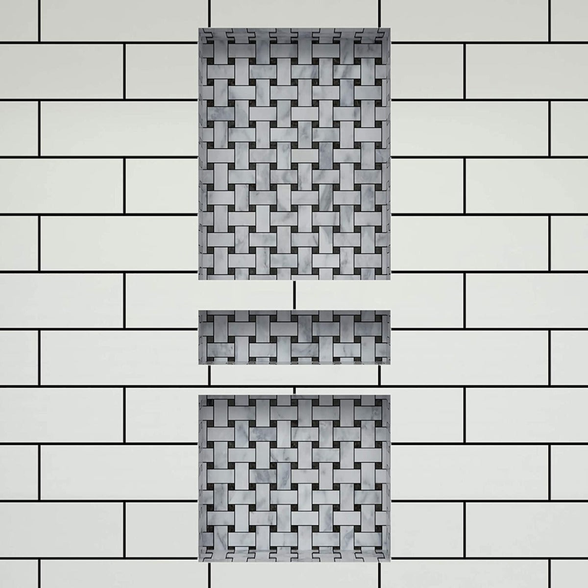 Juno New Black Wall Concealed 3 Racks Bathroom Shelf