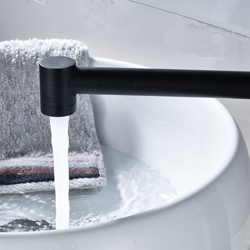 Black Contemporary Deck Single Handle Bathroom Sink Faucet