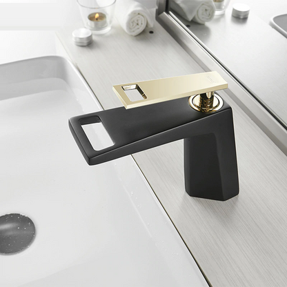 Luxury Deck Mount Matte Black & Gold Bathroom Faucet