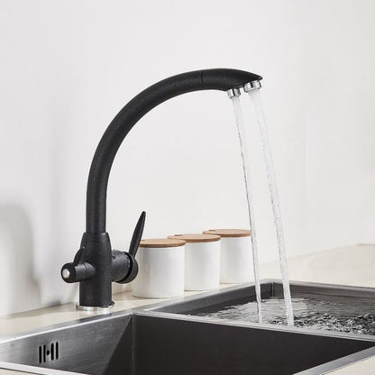 Juno New Dotted Finish Water Purifing Dual Handle Deck Mount Kitchen Sink Faucet