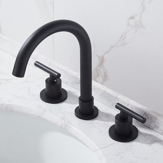 Juno Classic Goose Neck Matte Black Dual Handle Deck Mount Faucet