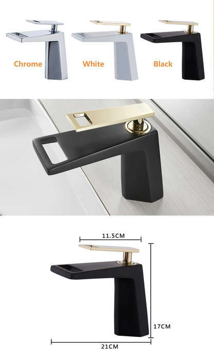 Luxury Deck Mount Matte Black & Gold Bathroom Faucet