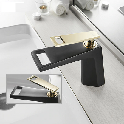Luxury Deck Mount Matte Black & Gold Bathroom Faucet