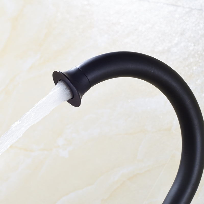 Black Goose Neck 360-Rotation Single Handle Kitchen Sink Faucet