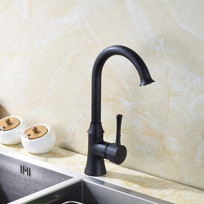 Black Goose Neck 360-Rotation Single Handle Kitchen Sink Faucet