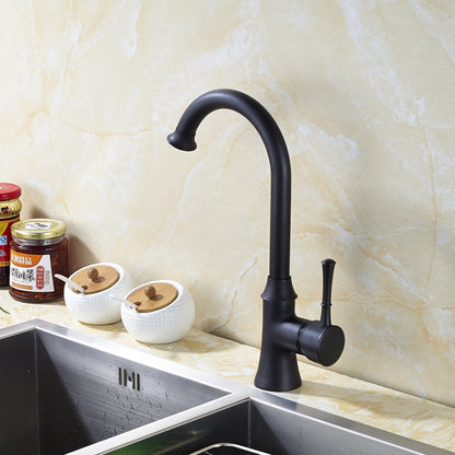 Black Goose Neck 360-Rotation Single Handle Kitchen Sink Faucet