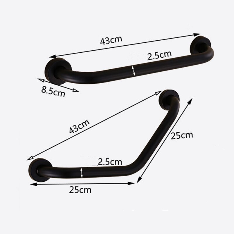 Juno Black Non-Slip Stainless steel Safety Support Grab Bar Bathtub Support For Elder Anti-Slip Handle Grip