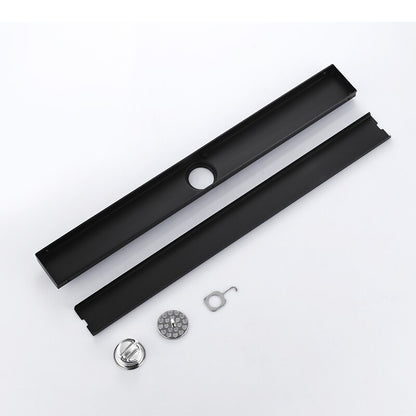 Black Linear Shower Drain 23 inch Rectangle Stainless Steel Floor Drain