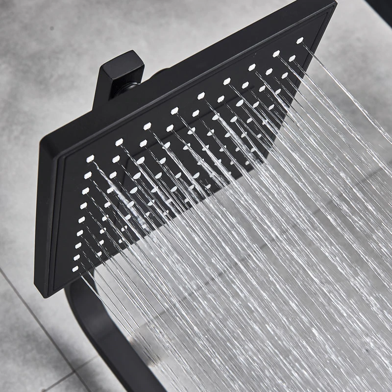 Juno Rotatable Matte Black Wall Shower Faucet & Rain Shower Mixer With Handheld Shower