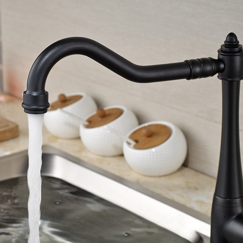 Black Oil-Rubbed Bronze Single Handle Kitchen Sink Faucet 