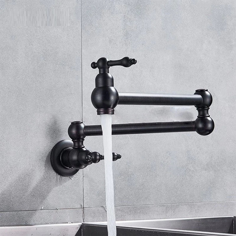 360 Foldable Brass Wall Mount Single Handle Kitchen Sink Cold & Hot Faucet