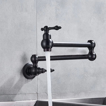 360 Foldable Brass Wall Mount Single Handle Kitchen Sink Cold & Hot Faucet
