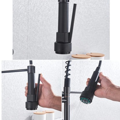 Juno Single Handle Cold Water Pull Out Spout Wall Mount Kitchen Sink Spring Faucet