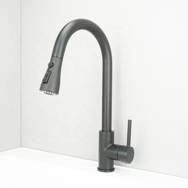 Juno Brushed Nickel & Black Touch Control Kitchen Faucet