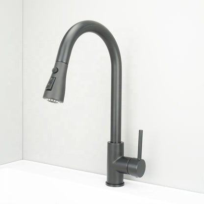 Juno Brushed Nickel & Black Touch Control Kitchen Faucet