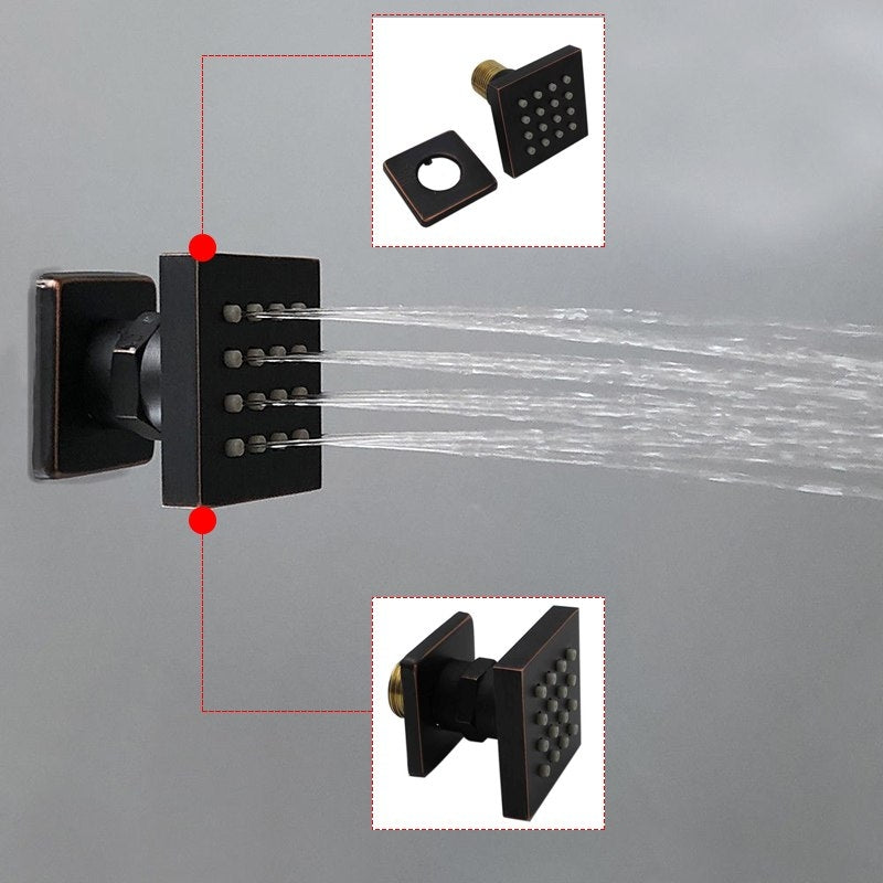Black Rainfall Thermostatic Shower Head with 6 Jet Spa Bathroom Shower