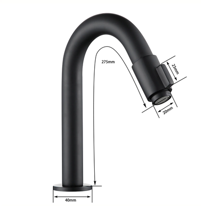Juno Matte Black Deck Mount Bathroom Faucet Solid Brass Goose Neck Single Lever
