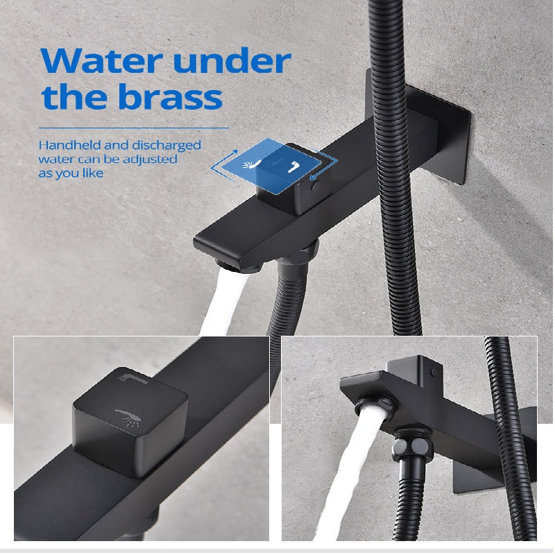 Juno Copper Black Shower Head Digital Display Thermostatic Shower Set With Four-Speed Shower booster nozzle