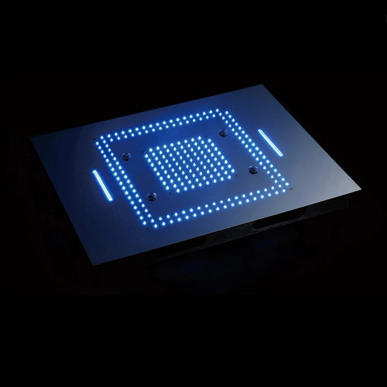 Juno Musical Rectangular Matte Black Ceiling Remote Control LED Shower Head