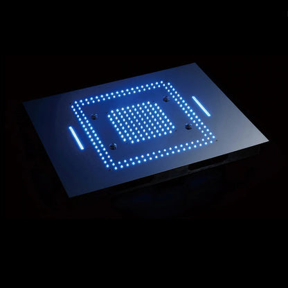 Juno Musical Rectangular Matte Black Ceiling Remote Control LED Shower Head