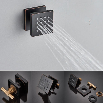 Juno Musical Rectangular Matte Black Ceiling Remote Control LED Shower Head